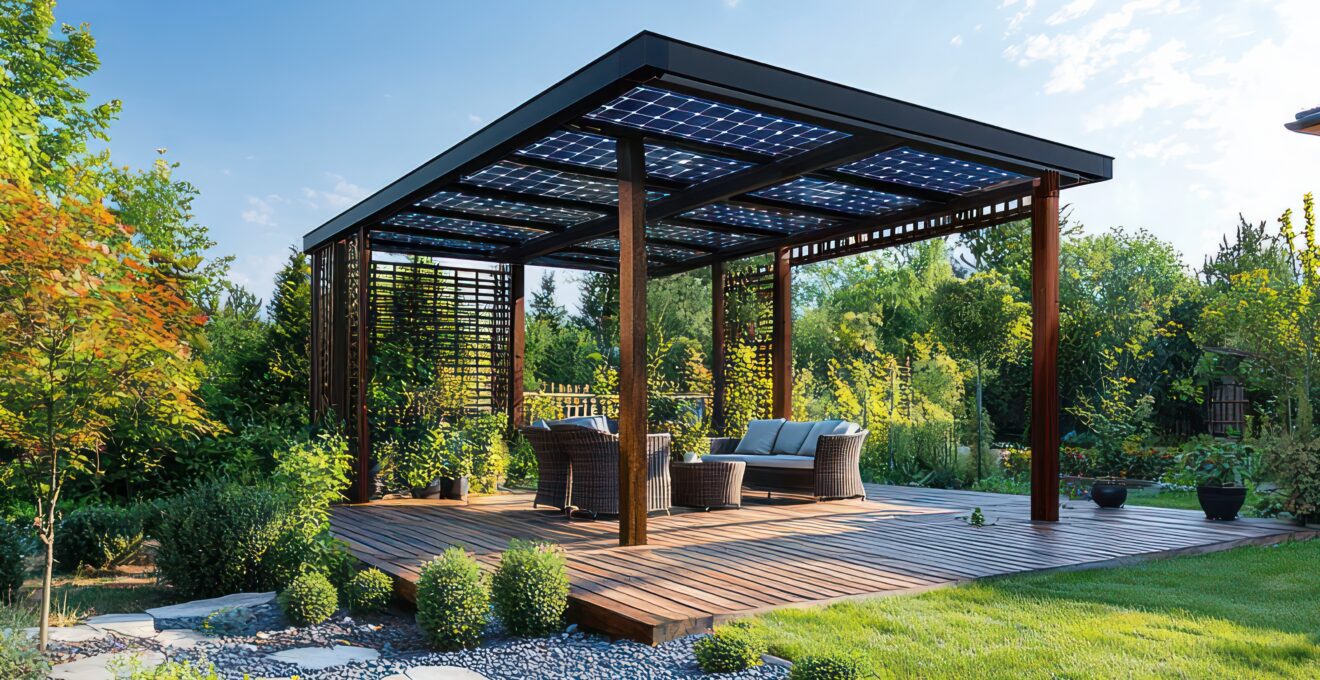 integrar paneles en una pérgola