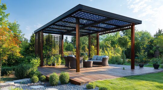 integrar paneles en una pérgola