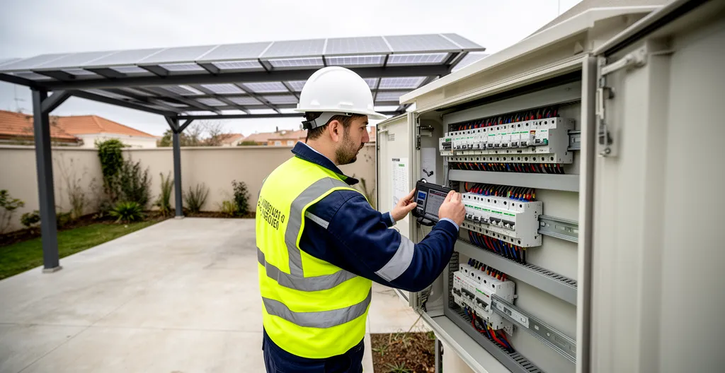 Cuadro de protecciones eléctricas para instalación de pérgola solar